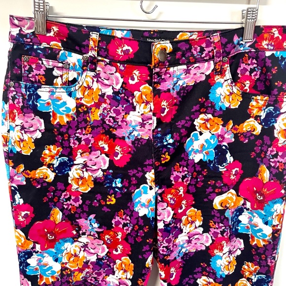 Needle and Cloth Pants & Jumpsuits Needle And Cloth Bold Multicolored Floral Print Denim